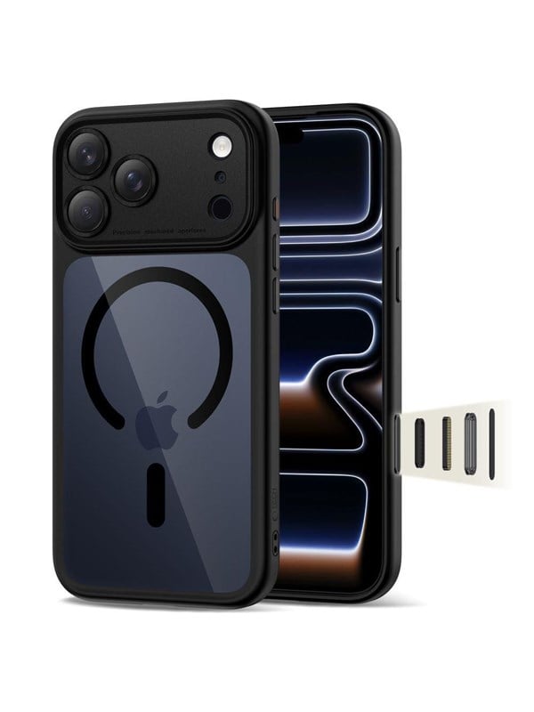 MagSafe-Hülle für Apple iPhone 17 Pro Max, Tech-Protect, MagPeak, Schwarz Transparent