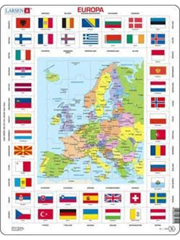 Larsen Puzzles Puzzle Mapflag - Europe - 70 pieces Maxi 365x285 cm 2D Puzzles