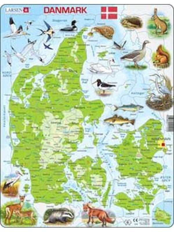Larsen Puzzles Puzzle Denmark physical with animals - 66 pieces Maxi 365x285 cm 2D Puzzles