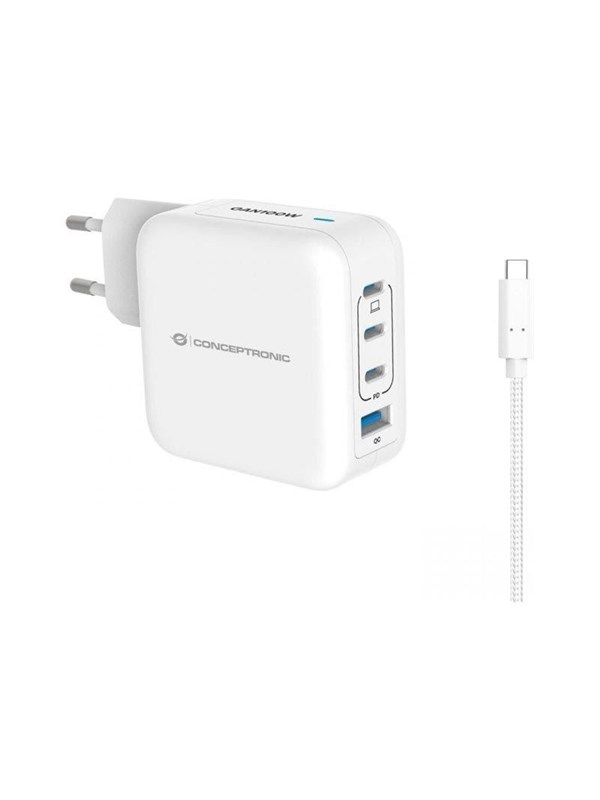 4-Port 100W GaN USB-PD-Ladegerät mit USB-C-Ladekabel USB-C x 3 USB-A x 1 QC 30 PPS