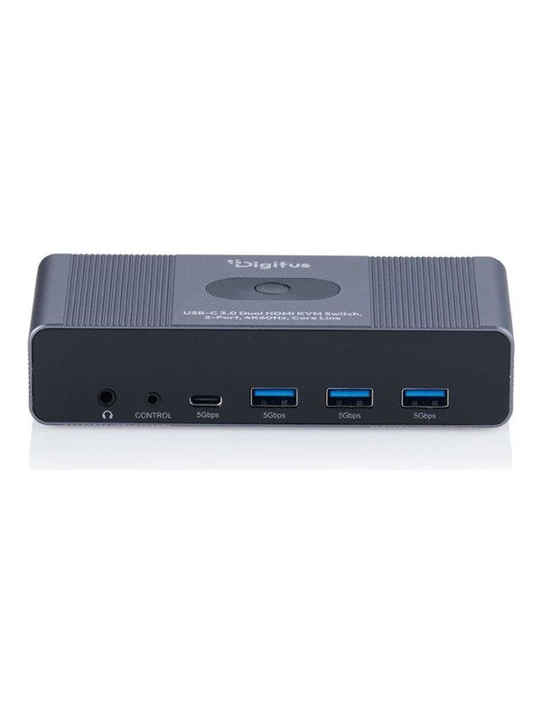 DIGITUS Core Line - KVM / video / audio switch - USB-C 3.0 Dual HDMI 4K60Hz - 2 ports