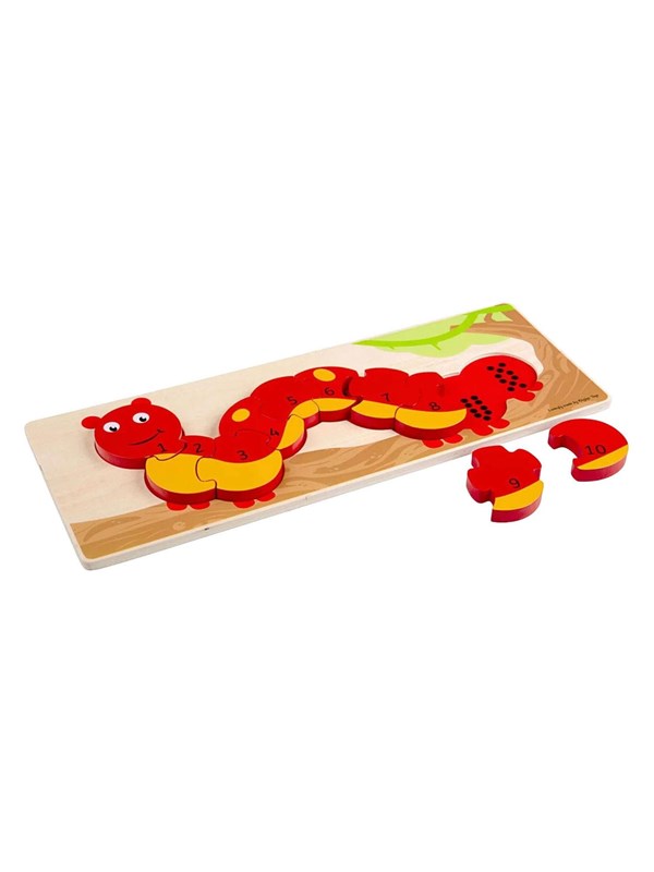 Bigjigs Wooden Number Puzzle Caterpillar - 10 pcs