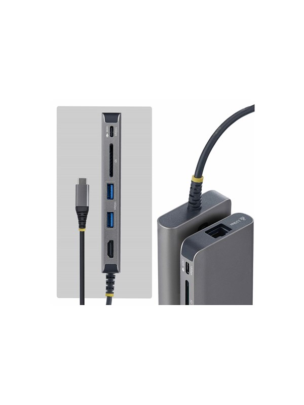 StarTech.com 177B-USBC-MULTIPORT USB-C to HDMI Multiport Adapter 140W PD Charging 4K 60Hz 3-Port USB 10Gbps Hub SD Card Slot 2.5GbE