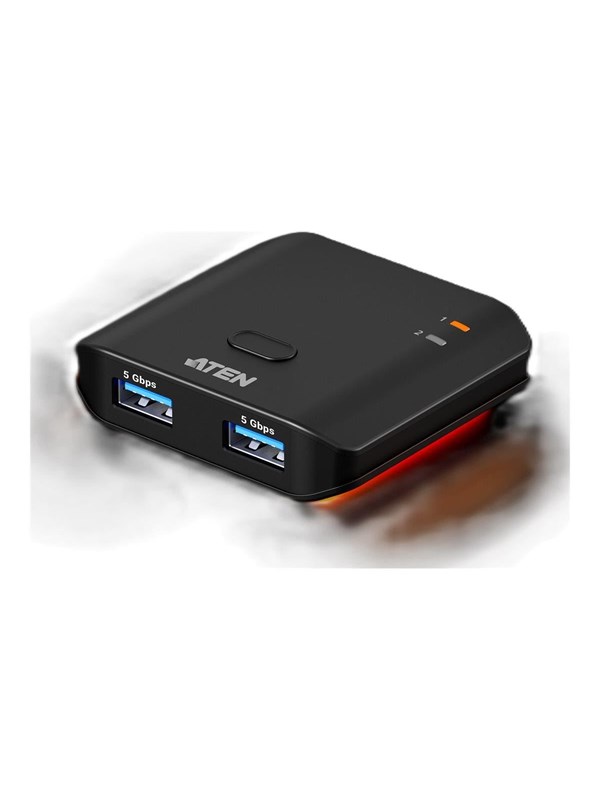 ATEN Essentials US4322 - USB peripheral sharing switch - 2 ports USB-Hubs - USB 3.2 - 2 - Schwarz