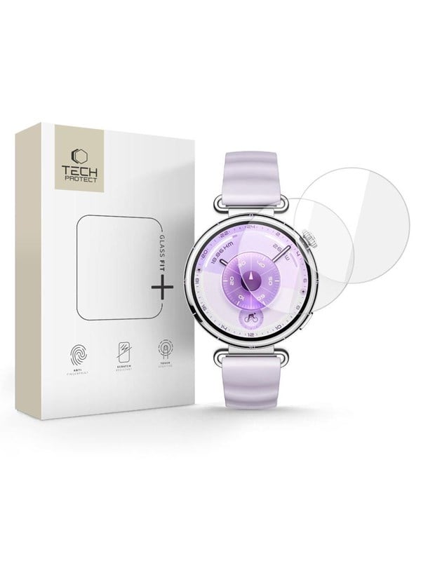 Schutzfolie Tech-Protect Fit+ für Huawei Watch GT 6 41mm, Set 2 Stück, Gehärtetes Glas
