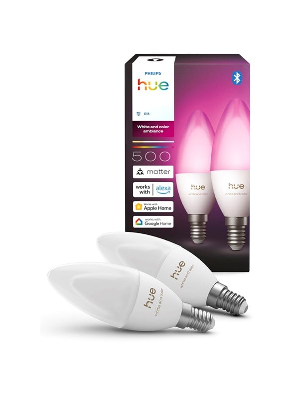 Philips Hue White & Colour Ambiance Kerzenlampe E14 - 500lm - 2er-Set - Weiß
