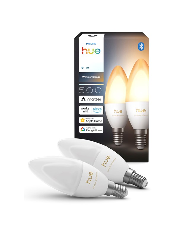 Philips Hue White Ambiance Kerzenlampe E14 - 500lm - 2er-Set - Weiß