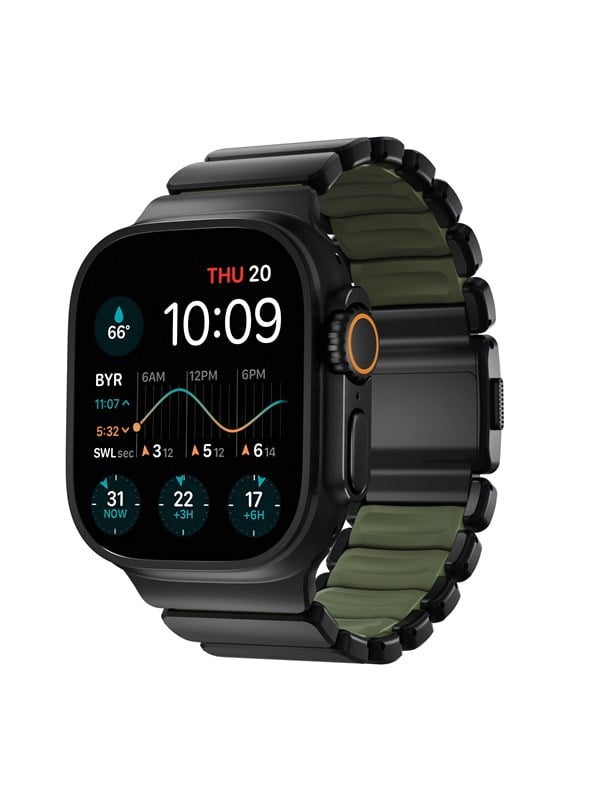 Nomad Stratos Armband für  Apple Watch | 44/45/46/49 mm - Forest Green / Black Titanium
