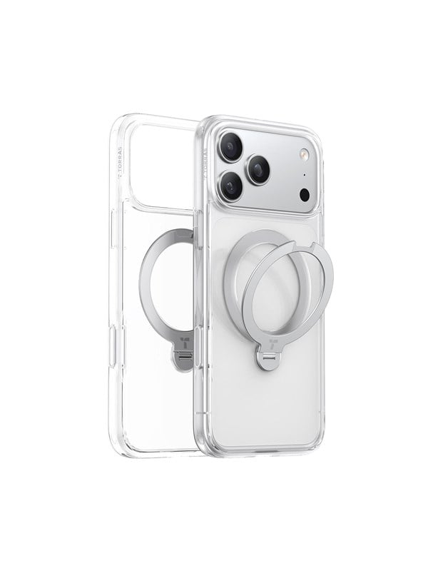 MagSafe Hülle für Apple iPhone 17 Pro, Torras, Ostand Spin, Transparent