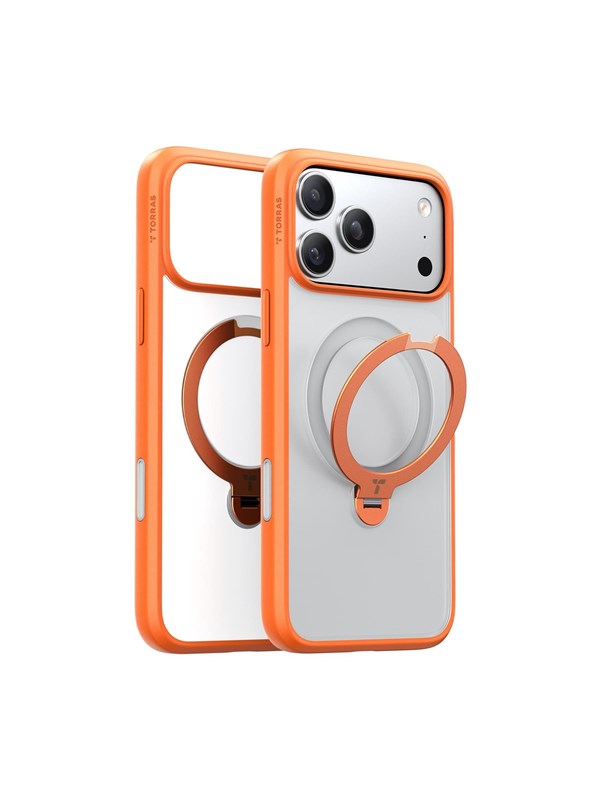 Funda für Handy Torras Ostand Spin Series Magnetischer Ständer Orange für iPhone 17 Pro