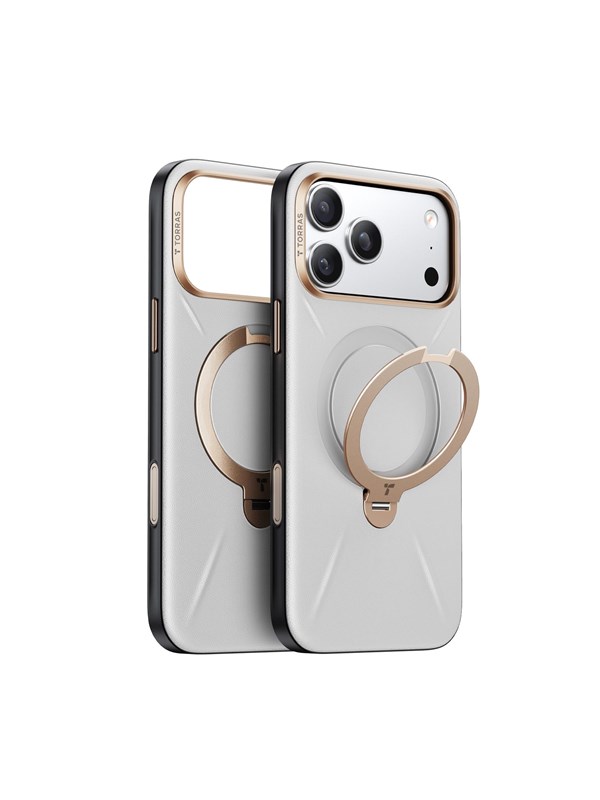 Funda für Handy Torras Ostand Spin Vegskin Grau Magnetischer Ständer für iPhone 17 Pro