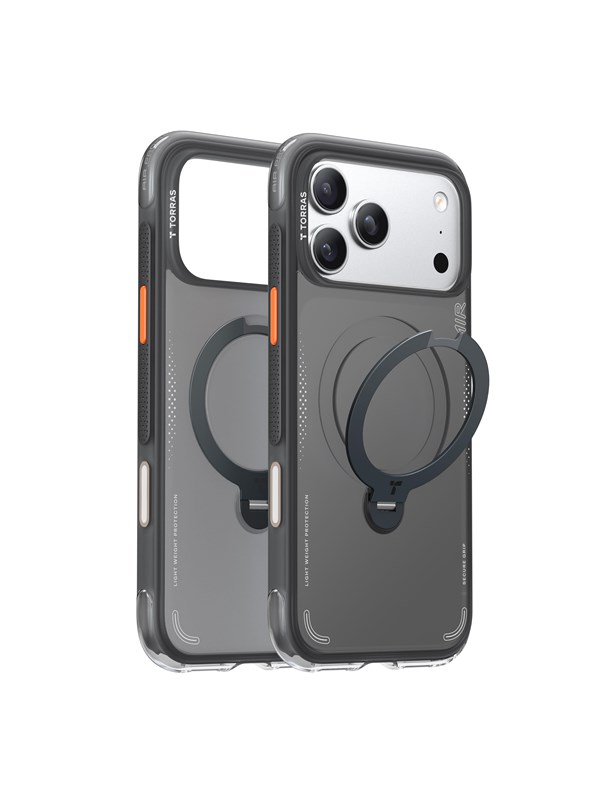TORRAS Ostand Q3 Air schwarze Hülle mit drehbarem Ständer und MagSafe für iPhone 17 Pro