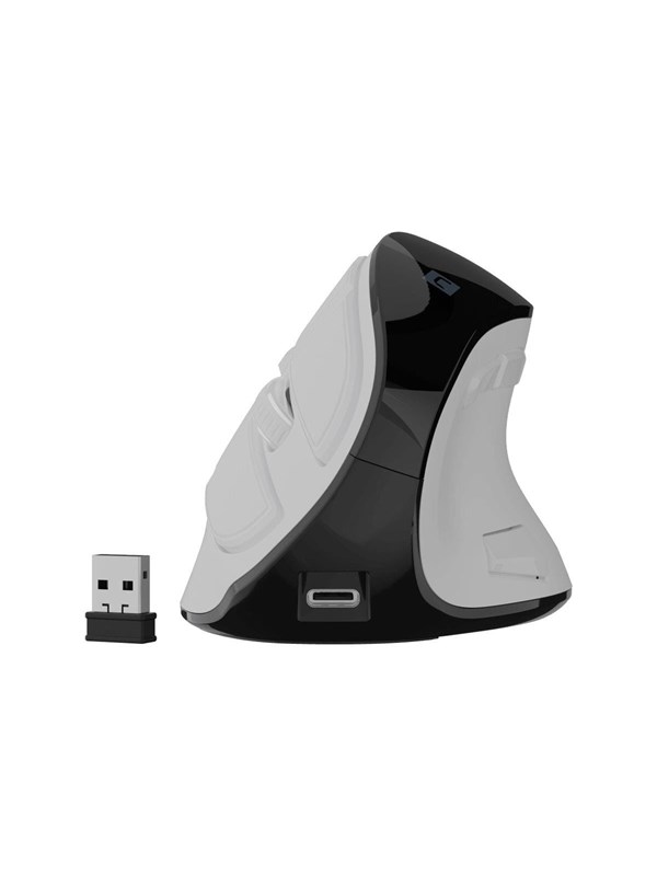 Natec EUPHONIE PRO - vertical mouse - 2.4 GHz Bluetooth 5.0 USB - white - Vertical mouse (Weiß)
