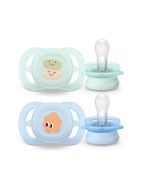 Philips Avent Pacifier ultra start 2 pack 0-6 mdr. hvid/blå