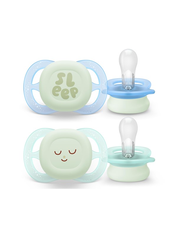 Philips Avent Pacifier ultra start nighttime 4 pack 0-6 mdr. blå/grøn