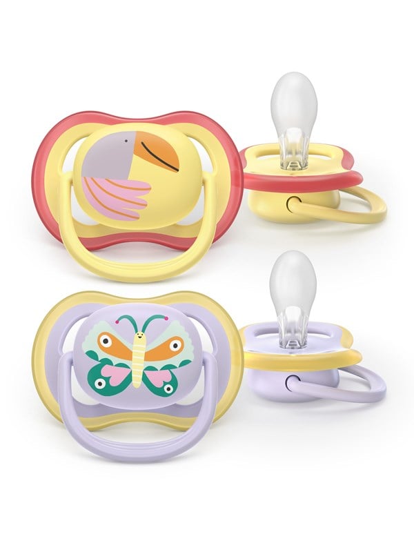 Philips Avent Pacifier ultra air 2 pack 0-6 mdr. gul/pink
