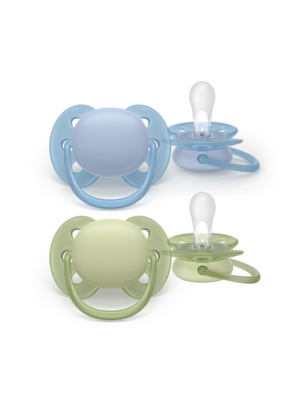 Philips Avent Pacifier ultra soft 2 pack 0-6 mdr. blå/grøn
