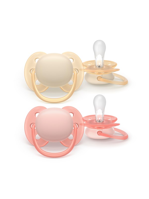 Philips Avent Pacifier ultra soft 2 pack 0-6 mdr. gul/rød