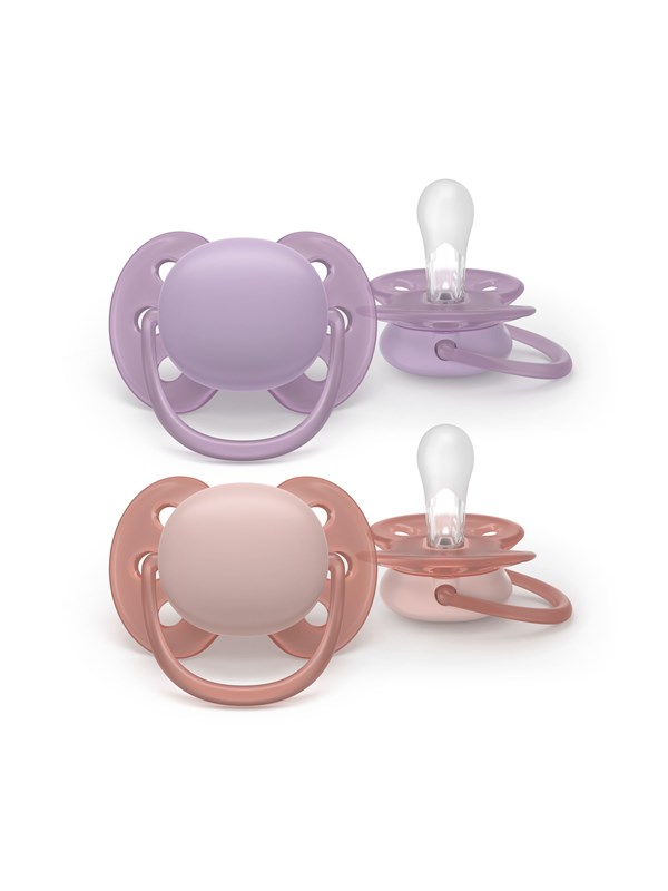 Philips Avent Pacifier ultra soft 2 pack 6-18 mdr. pink/rød