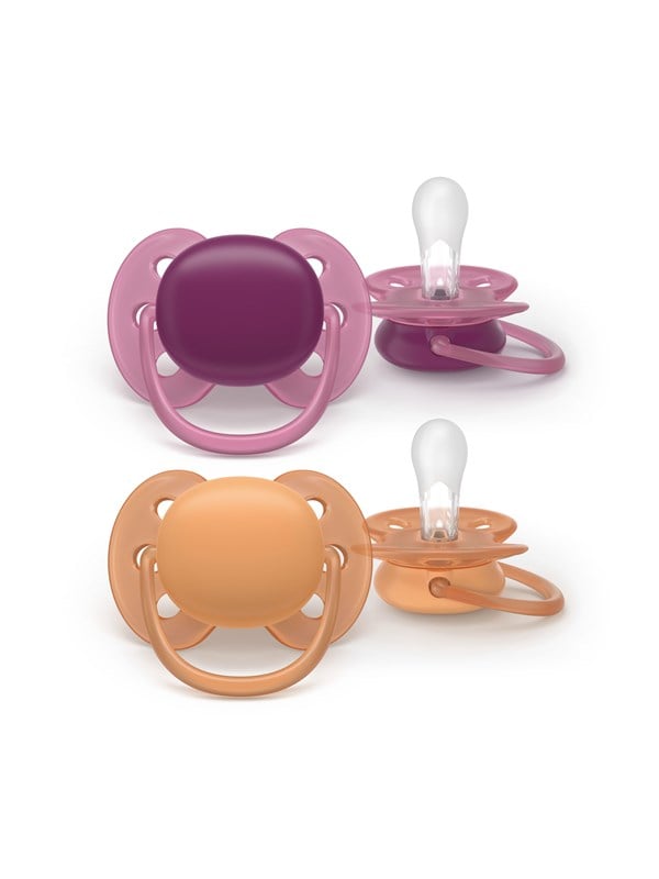 Philips Avent Pacifier ultra soft 2 pack 18+ mdr. pink/orange
