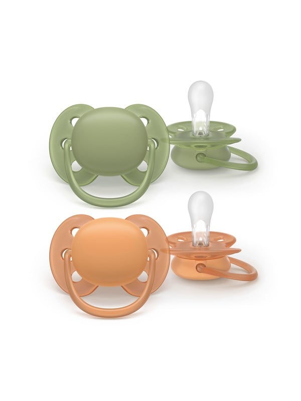 Philips Avent Pacifier ultra soft 2 pack 18+ mdr. grøn/orange