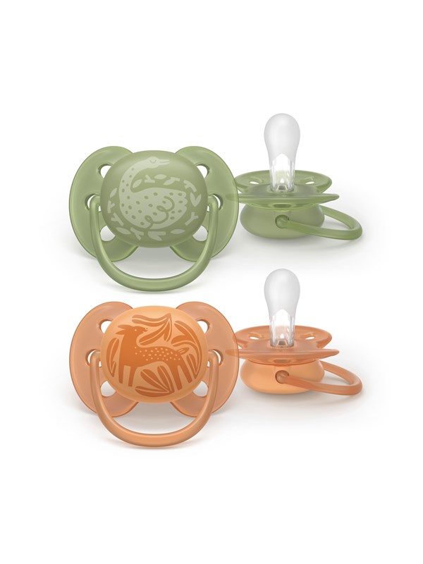 Philips Avent Pacifier ultra soft 2 pack 18+ mdr. grøn/orange