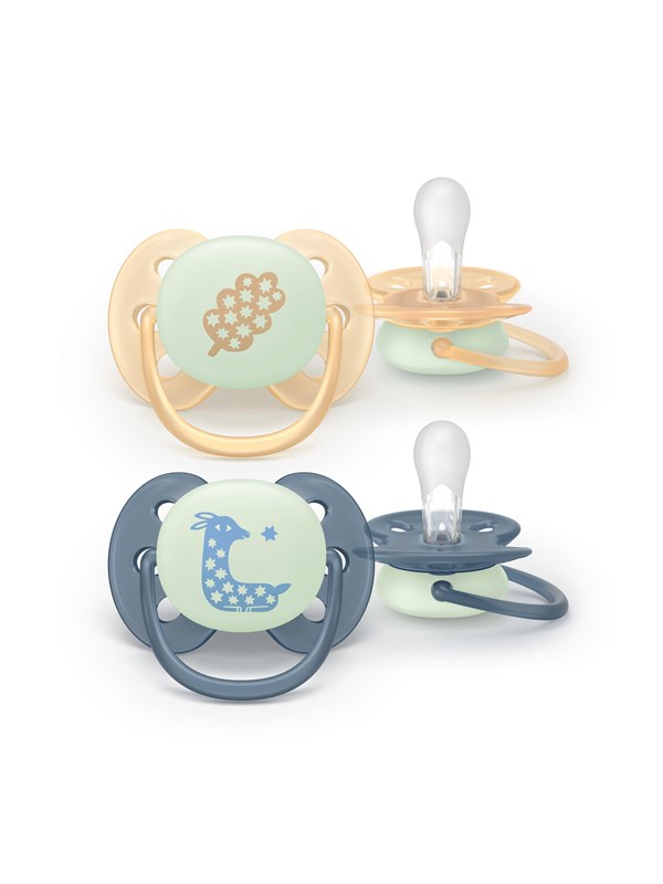 Philips Avent Pacifier ultra soft nighttime 2 pack 618 mdr gulbl