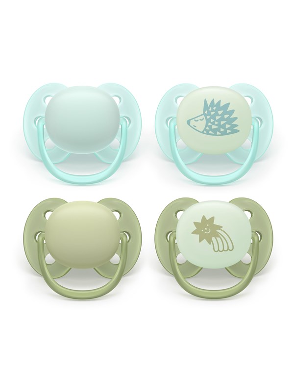 Philips Avent Pacifier ultra soft nighttime 4 pack 06 mdr blgrn