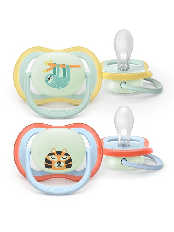 Philips Avent Pacifier ultra air nighttime 2 pack 0-6 mdr. grøn/blå