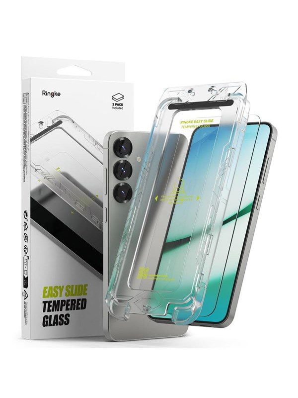 Schutzfolie Ringke Easy Slide für Samsung Galaxy S25 S931, Gehärtetes Glas, Vollkleber, Set 2 Stück