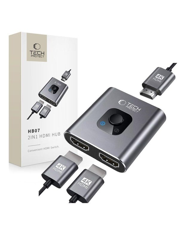 Tech-Protect HB07 HUB Adapter 2in1 HDMI 4K 60HZ - Grey USB-Hubs - 3 - Grau