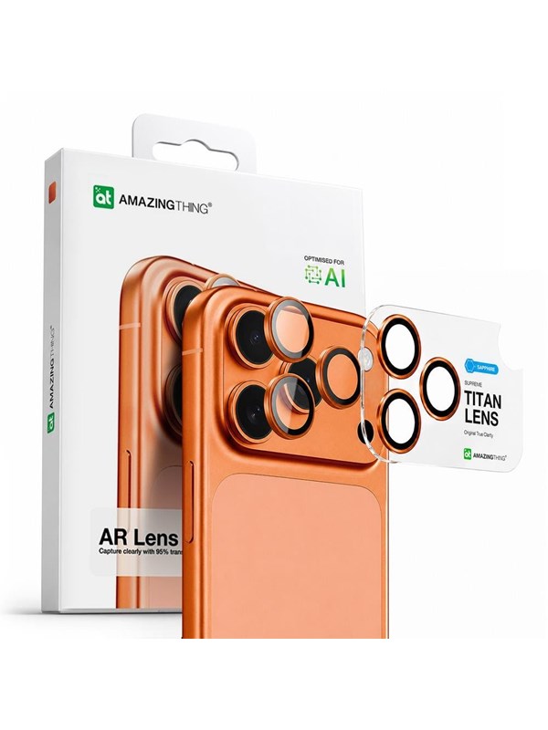 AmazingThing AR Sapphire Camera Lens Glass for iPhone 17 Pro  Pro Max - with Orange Frame