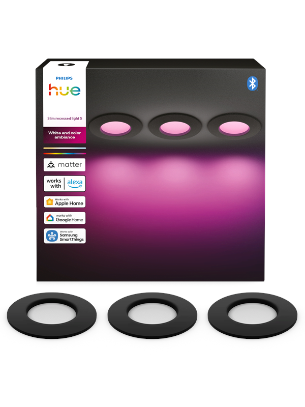 Philips Hue White & Colour Ambiance Deckenleuchte S - 1000lm, rund, 90mm - 3er-Set - Schwarz