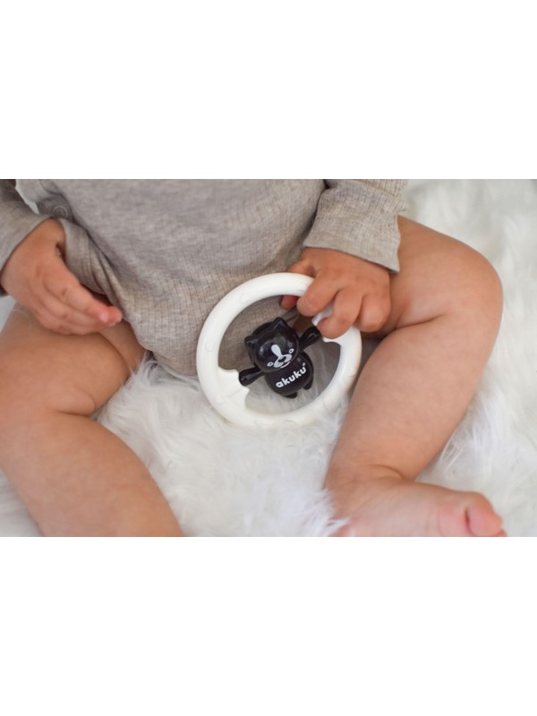 Image of Akuku Baby rattle black/white BEAR