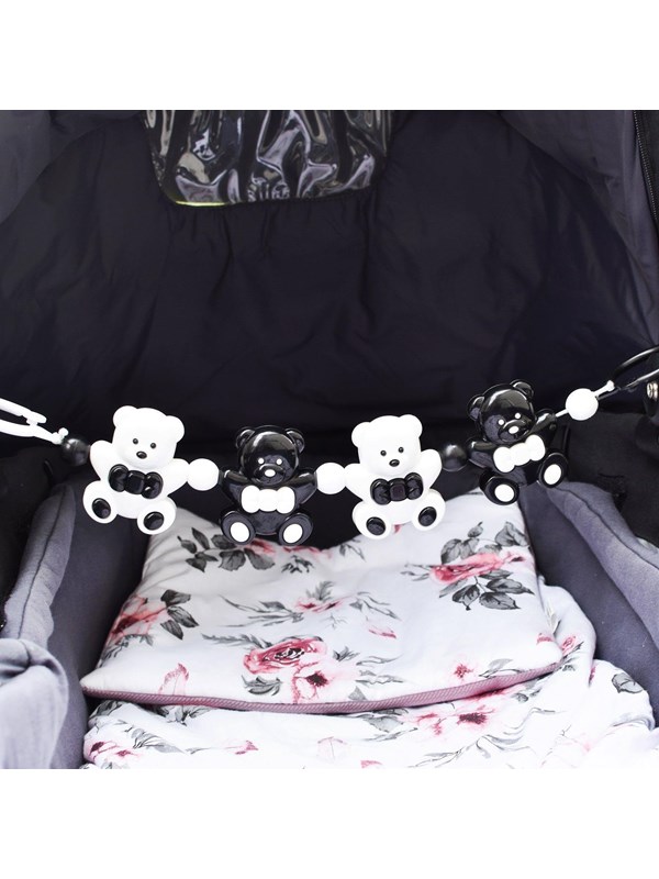 Image of Akuku Pushchair rattle black/white BEARS