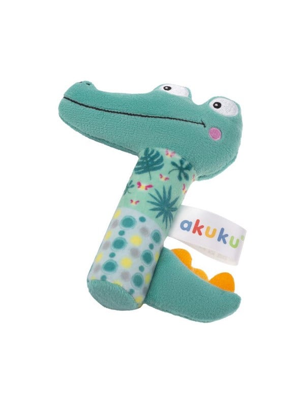 Image of Akuku Soft plush rattle/squeaker Crocodile