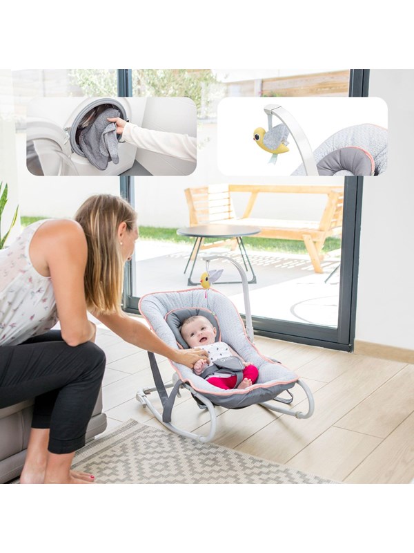 Babywippe mit Spielzeug „Graphik“ BABYMOOV® grau pfirsich