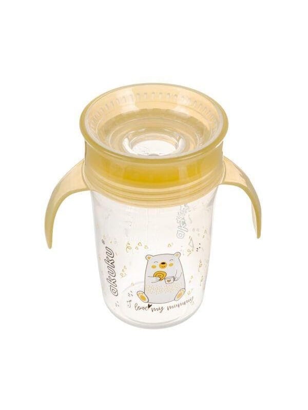 Akuku Non-spill cup 360 240 ml with dual handle yellow