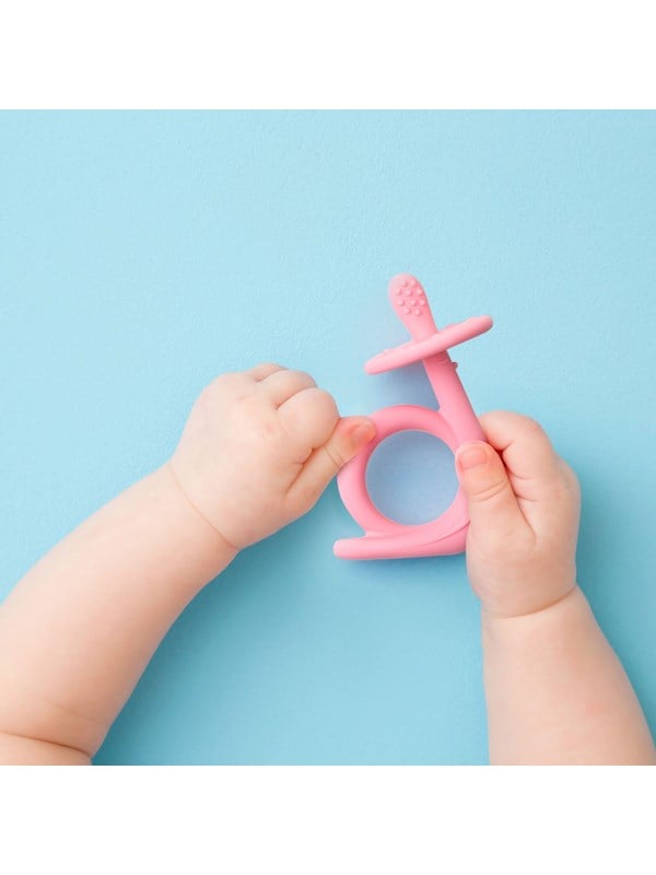 Akuku Silicone teether/toothbrush SNAIL_pink