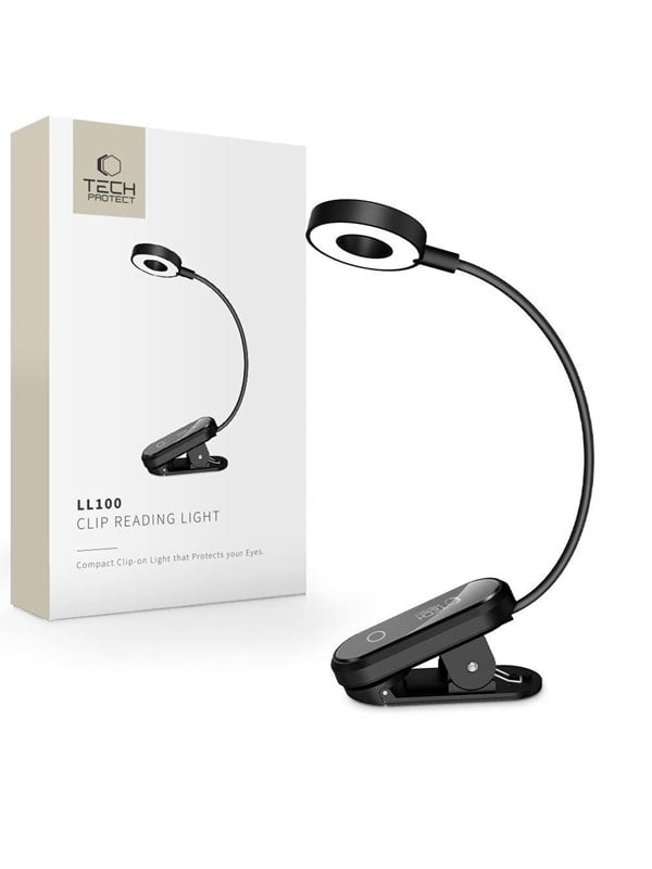 Tech-Protect LL100 Wireless Lamp with Clip USB-A USB-C Cable 30 cm - Black