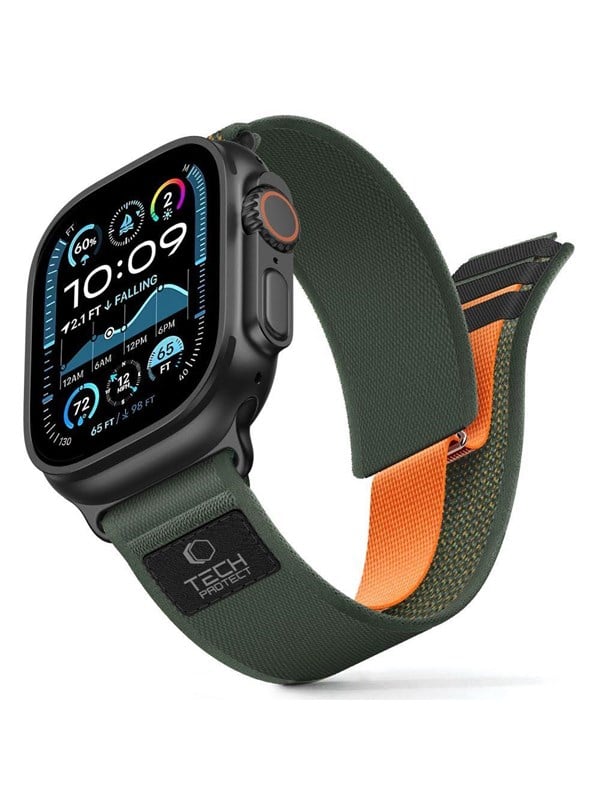 Tech-Protect Nylon Elite Strap for Apple Watch 44  45  46  49 mm - Green  Orange
