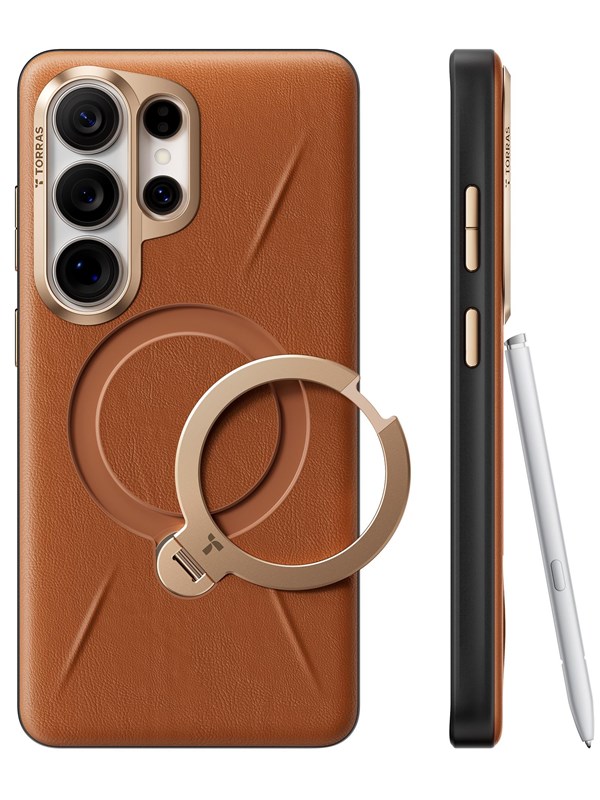 Funda für Smartphone Torras Ostand Spin Vegskin Amber Brown für Galaxy S26 Ultra