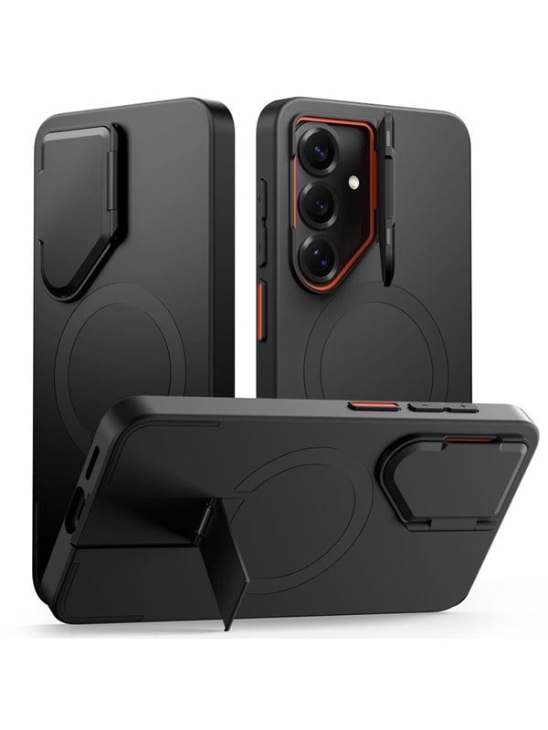 Tech-Protect Kevlar Aura MagSafe Case for Samsung Galaxy S26 - Black  Orange