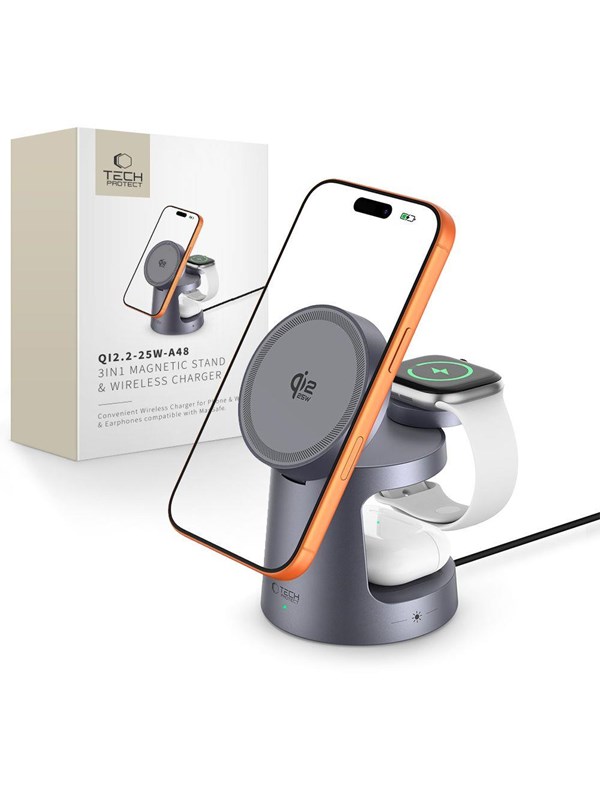 Tech-Protect Wireless charger QI2.2-25W-A48 3in1 magnetic - navy blue