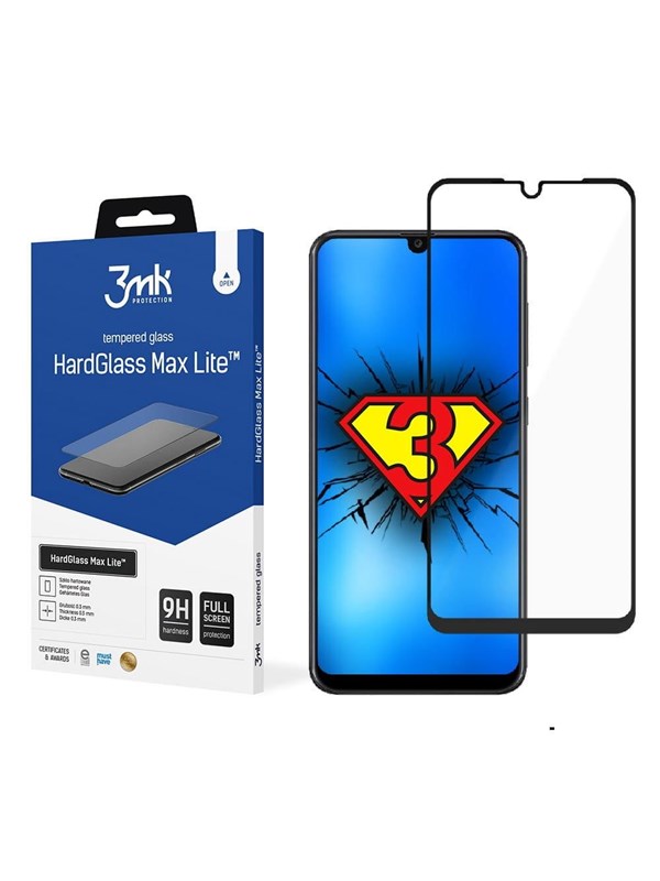 Image of 3mk HardGlass Max Lite Black Tempered Glass for Samsung Galaxy A30S