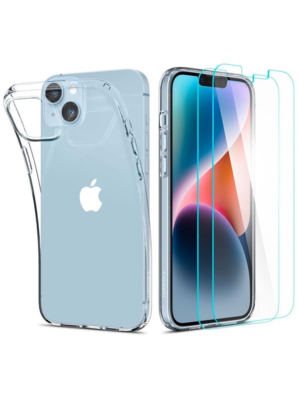 Spigen Crystal Case and Tempered Glass Set for iPhone 14 Plus - Clear
