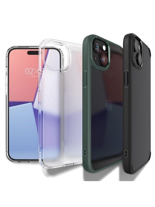 Spigen Crystal Hybrid iPhone 15 Plus Case - Clear Black