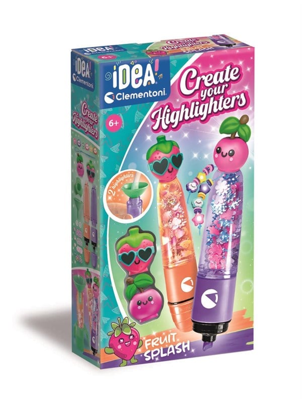 Kreativset Clementoni Crée Tes Fluos 2 Mini Flammstifte Fluoreszierend Obst-Thema 6+