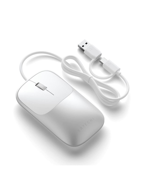 Ratón Satechi Slim LX USB-C 1200 DPI Silber Weiß Ergonomisch Ambidextrisch