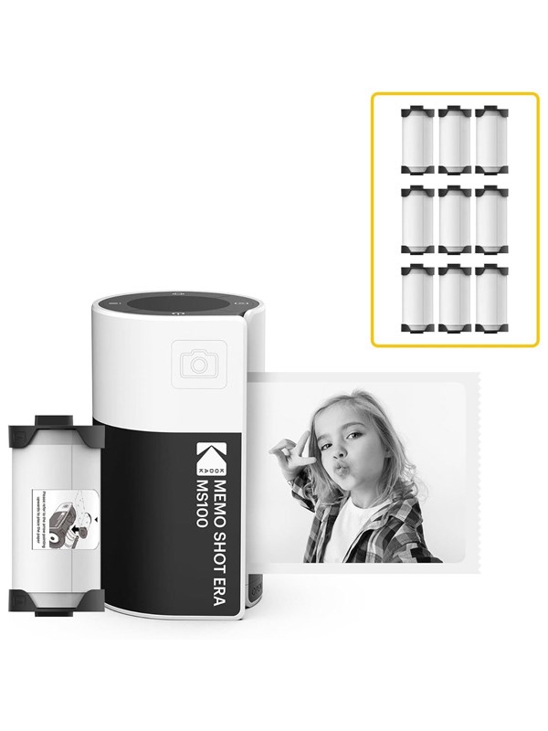 KODAK Memo Shot MS100 Instant Camera Bundle (7 Paper rolls) - White